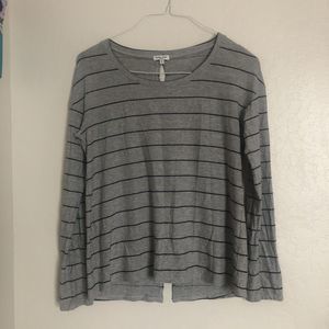 Splendid Gray Top Striped With Keyholes Down Back Casual Relaxed Size Small